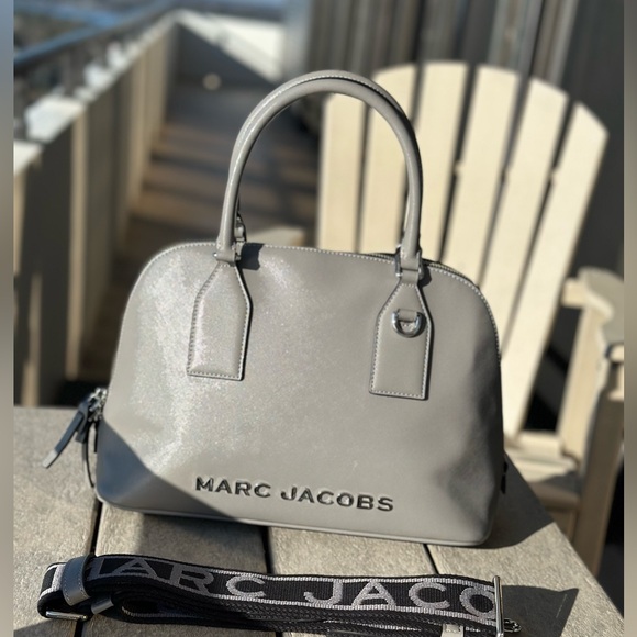 Marc Jacobs Steel Grey Saffiano Dome Satchel w/ Logo Strap | Retail $425 - Picture 3 of 9